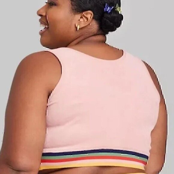 NEW NWT WILD FABLE Plus Size Velour Cropped Tank Crop Top Pink Rainbow Gay Pride - Picture 3 of 11